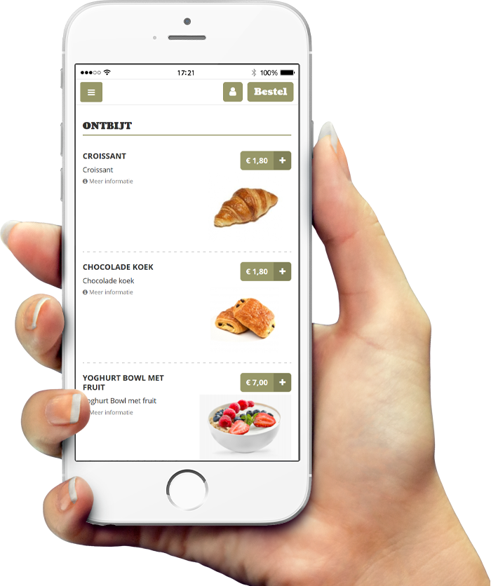 Voorbeeld van onze app op smartphone